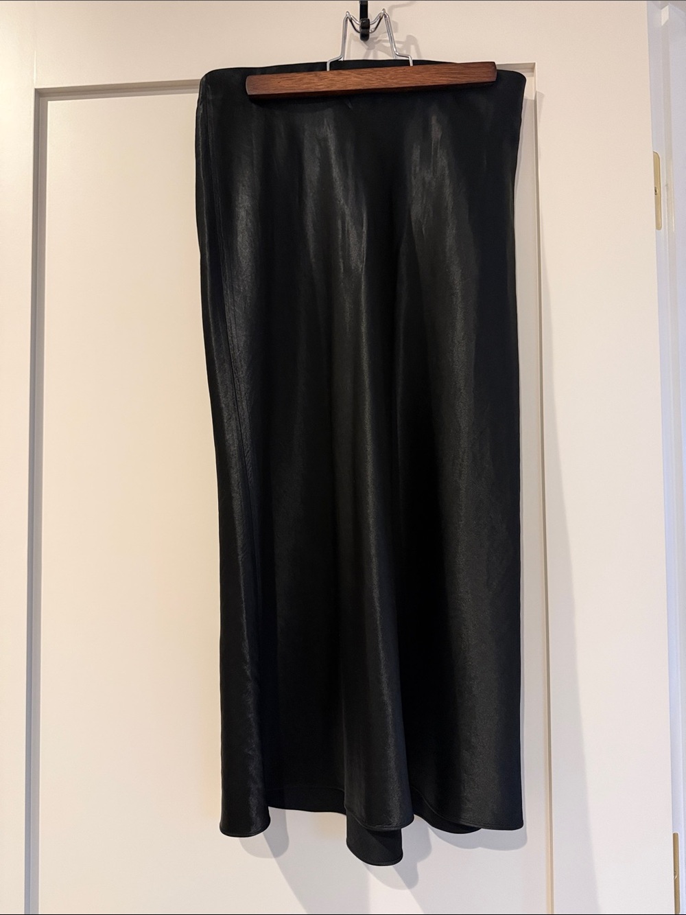Vince Black Satin Midi Skirt